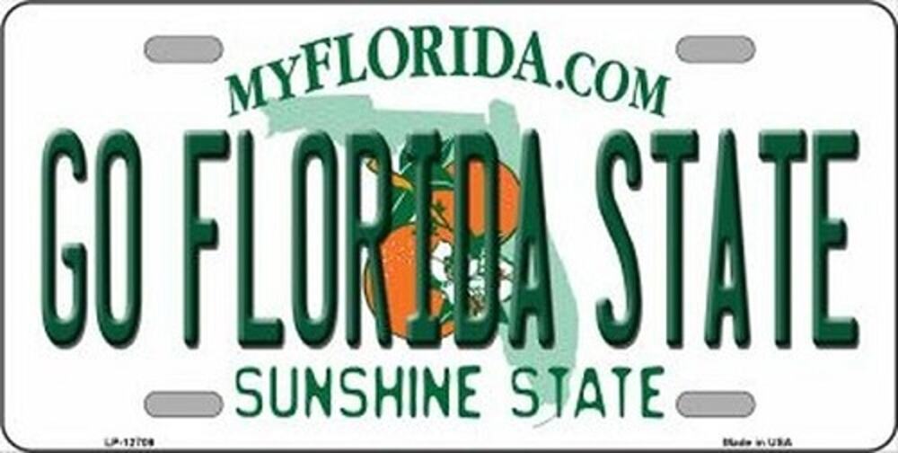 NCAA Go Florida State License Plate College Background Metal Tag Seminoles FSU